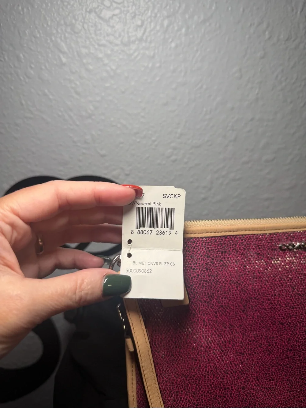 Coach 51397 Metallic Canvas Flat Zip Wristlet Clutch SV/Neutral Pink NWT